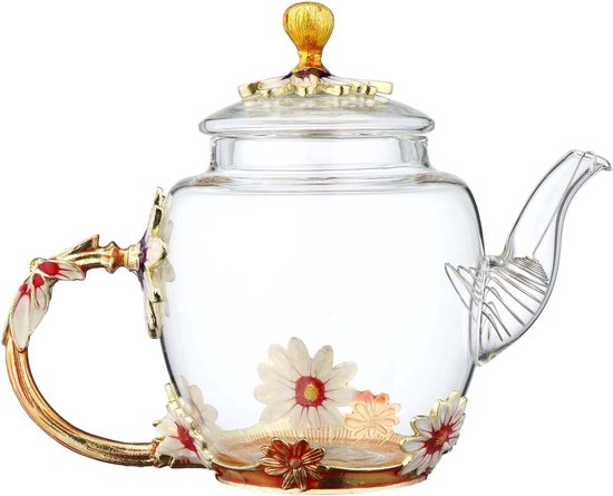 Théière En Verre Transparent Pour Fleur De Thé 300ml