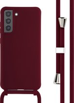 Coque Samsung Galaxy S21 FE - Coque en Siliconen iMoshion avec cordon - Rouge foncé