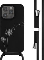 iPhone 14 Pro Hoesje Met Koord - iMoshion Siliconen design hoesje met koord - Zwart / Dandelion Black