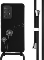 iMoshion Hoesje Geschikt voor Samsung Galaxy A53 Hoesje Met Koord - iMoshion Siliconen design hoesje met koord - Zwart / Dandelion Black