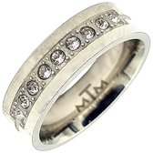 Tesoro Mio Michel – Ring met zirkonia steentjes - Vrouw - Edelstaal in kleur zilver – 19 mm / maat 60 - Zilverkleurig
