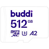 Carte mémoire Buddi MicroSDXC avec adaptateur de carte SD 512 Go Wit