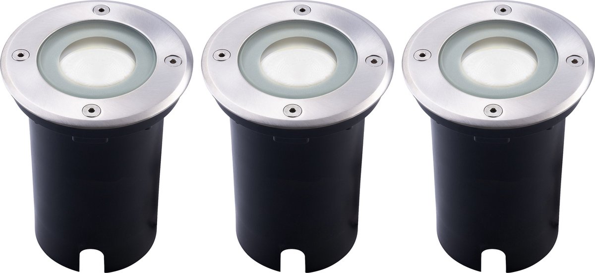 Ledvion Set van 3 LED Grondspot Buiten IP67 3W 230V 345Lm 6500K GU10 wit