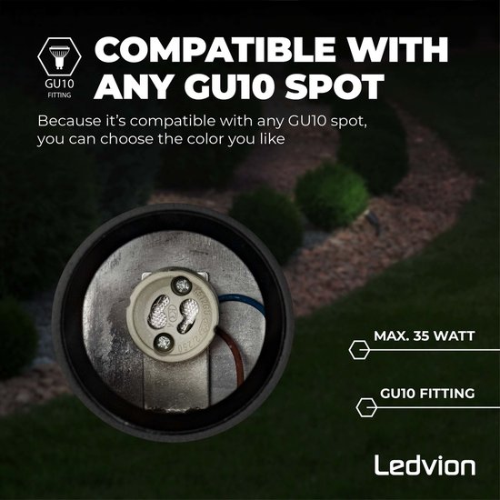 Ledvion - 9X Spots à Piquer LED, Aluminium, IP65, Support