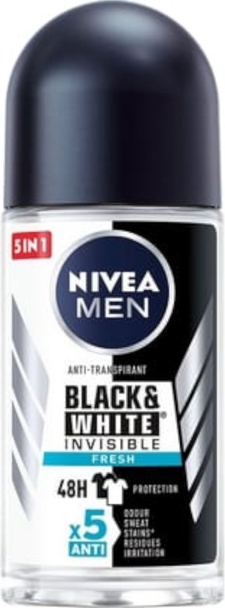 Goedkoopste Nivea Deo Roll-on Men - Invisible Black & White fresh 50ml