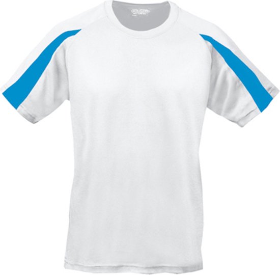 Vegan T-shirt 'Contrast' met korte mouwen White/Sapphire Blue - M