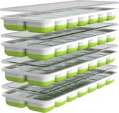 Oliver's Kitchen IJsblokjesvorm - 4 x Set ijsvormen - Flexibele ijsvormen die snel loslaten - Bespaar ruimte met niet-lekkende stapelbare deksels – Vaatwasser bestendig - BPA-vrije siliconen ijsvormen
