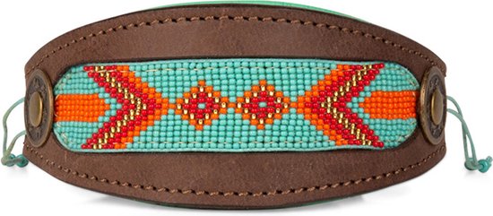DWAM Halsband hond – Hondenhalsband – Windhond - Turquoise – Leer – L – 31-38 x 6 cm – Paddy Lee