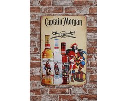 Captain Morgan - Metalen wandbord - Wandborden – Whisky - Mancave - Vintage - Piraten - Tekstbord - Retro wandbord - Metal sign - 20 x 30cm – Cave & Garden Image