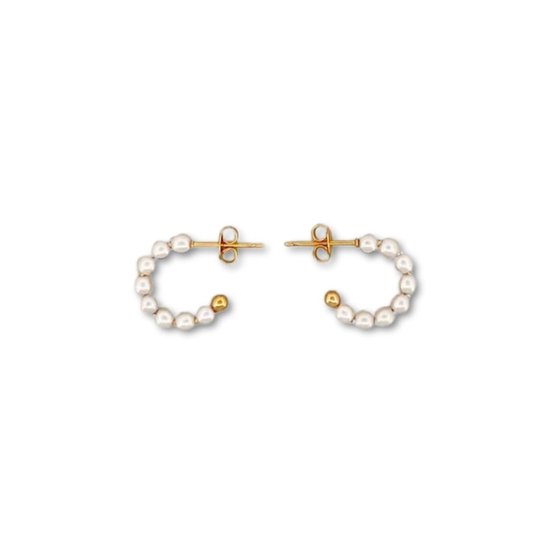 ByNouck Jewelry - Small Pearl Hoop Set - Sieraden - Dames Oorbellen - Verguld - Parels - Oorbellen Set