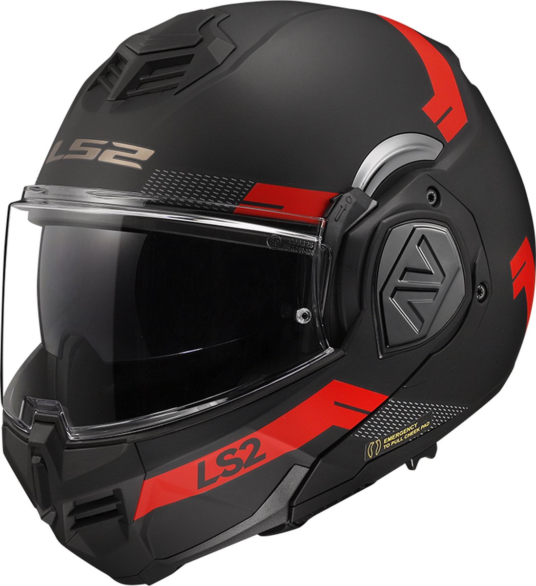 LS2 FF906 Advant Bend systeemhelm mat zwart rood S