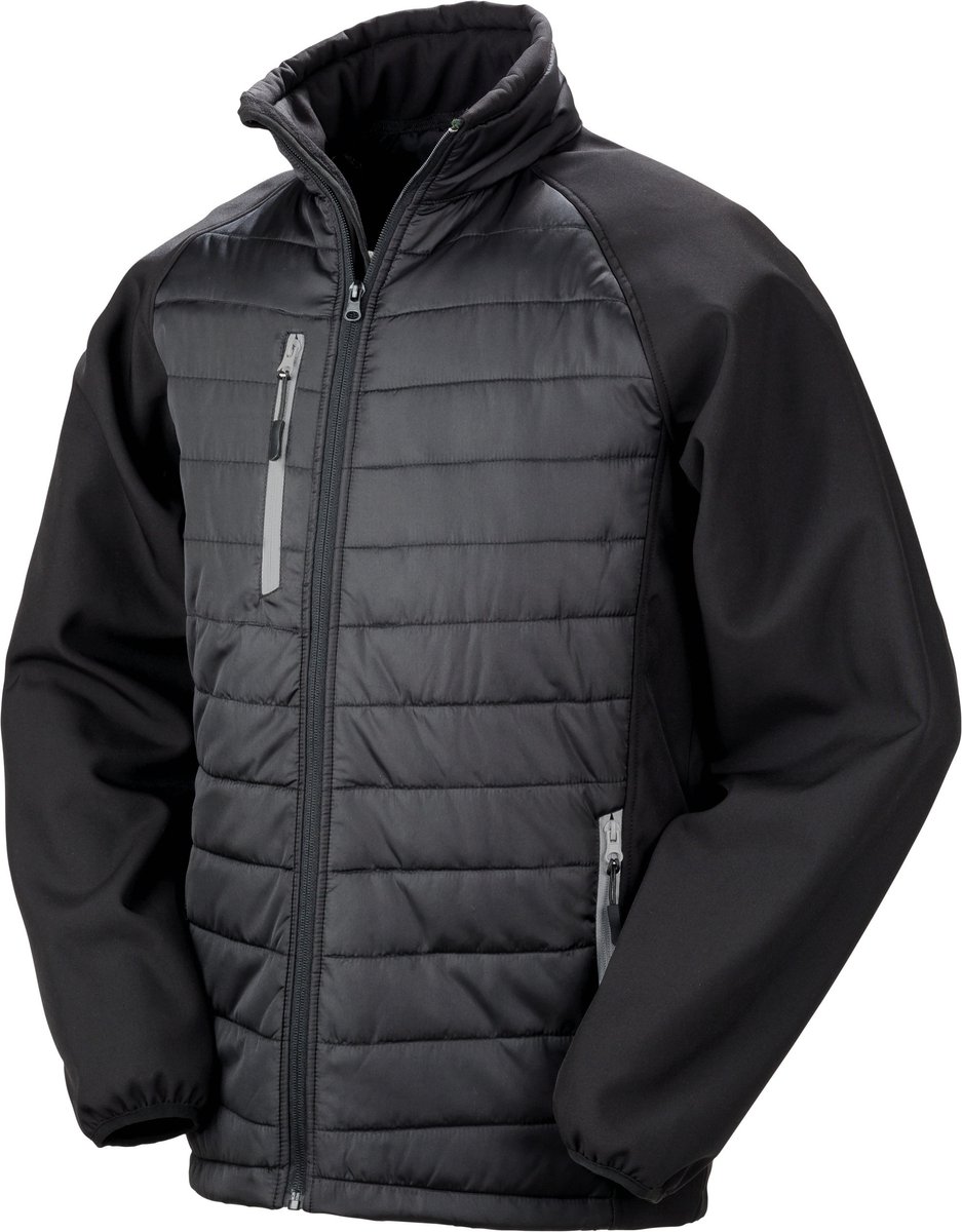 Black Compass gewatteerde softshelljas heren 'Result' Black/Grey - XXL