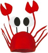 Chapeau de crabe avec ciseaux, yeux et pattes -une taille- crevette animal marin rouge