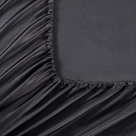 Cinderella Sundays - Hoeslaken (tot 25 cm) - Satijn - 100x210 cm - Black | Leen Bakker
