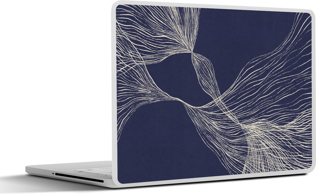 Laptop sticker - 17.3 inch - Line art - Abstract - Blauw - Lijnen - 40x30cm - Laptopstickers - Laptop skin - Cover