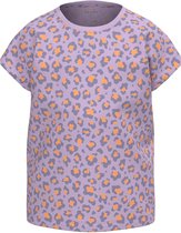 Name it t-shirt meisjes - paars - leopard - NKFvigga - maat 122/128
