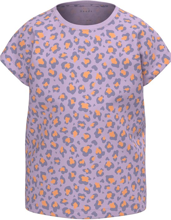 Name it t-shirt meisjes - paars - leopard - NKFvigga - maat 122/128