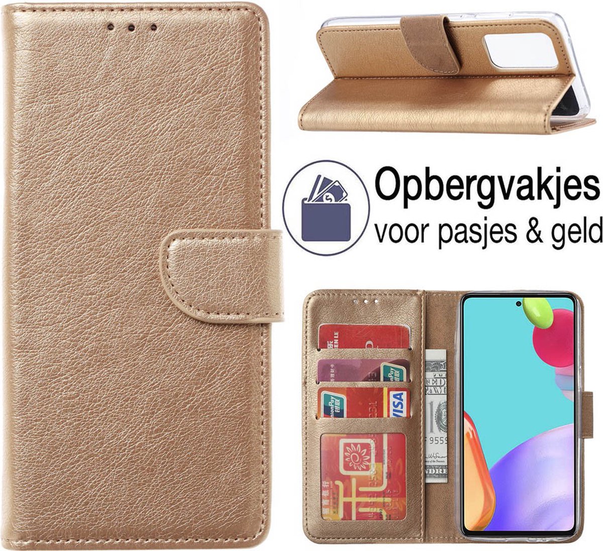Hoesje geschikt voor Samsung Galaxy S21 Hoesje - Book Case portemonnee hoesje - Goud - EPICMOBILE