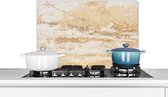 Spatscherm keuken 70x50 cm - Kookplaat achterwand Marmer - Zand - Textuur - Muurbeschermer - Spatwand fornuis - Hoogwaardig aluminium