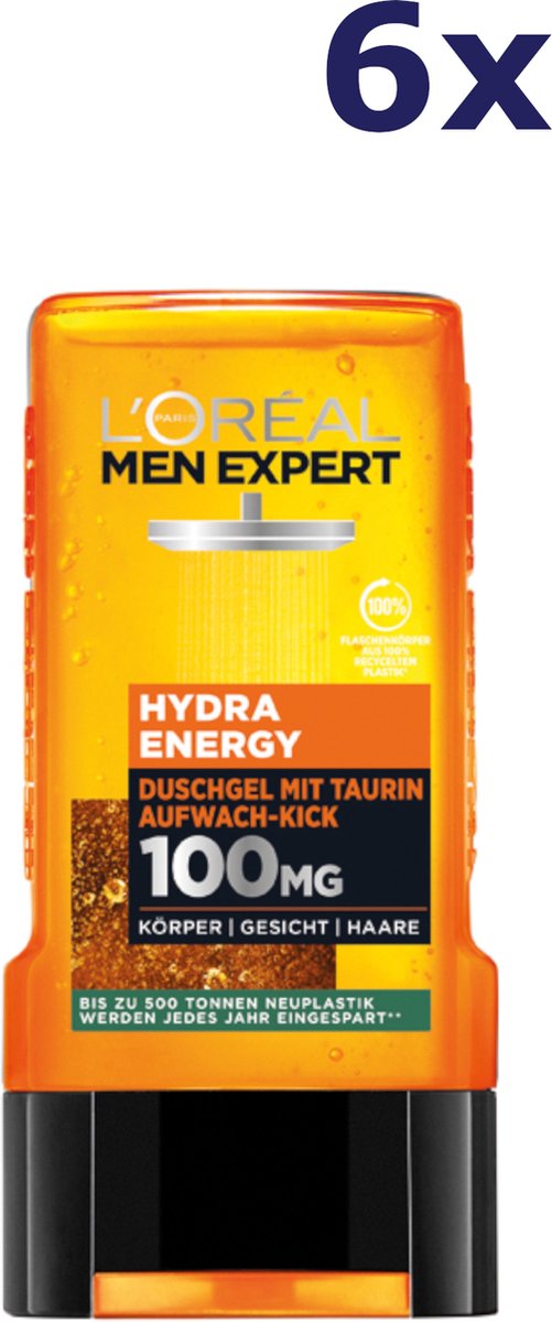 Goedkoopste 6x L'Oreal Men Expert Shower 250ml Hydra Energy