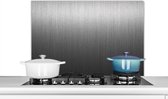 Spatscherm keuken 90x60 cm - Kookplaat achterwand Metaal print - Grijs - Lijn - Muurbeschermer - Spatwand fornuis - Hoogwaardig aluminium