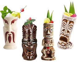 Tiki Mugs Tiki-koppen Tiki Mok Tiki Mugs Cocktailbeker Hawaii Cocktailglazen Tiki Bar accessoires Tiki kopjes drankjes mokken Hawaiian Party Barware,Q7