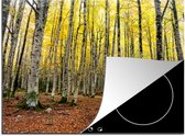 KitchenYeah® Inductie beschermer 70x52 cm - Bos - Bomen - Geel - Kookplaataccessoires - Afdekplaat voor kookplaat - Inductiebeschermer - Inductiemat - Inductieplaat mat