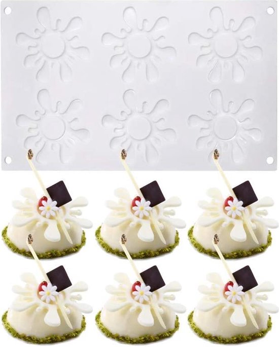 Siliconen Franse mousse cakevormen 3D bakvormen DIY-mal, 6 gaten steenvorm