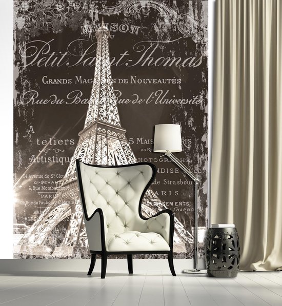 Paris Eiffel Tower Vintage Effect Photo Wallcovering