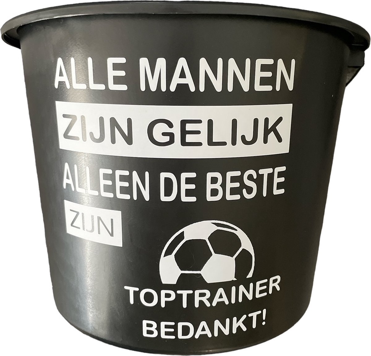 Cadeau Emmer - Toptrainer - 12 liter - zwart - cadeau - geschenk - gift- kado - voetbal - sport - einde seizoen - bedankje