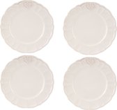HAES DECO - Lot de 4 Assiettes à petit-déjeuner - Format Ø 21x2 cm - Coloris Beige - Céramique Imprimée - Collection : HHeart - Services de table, petites assiettes
