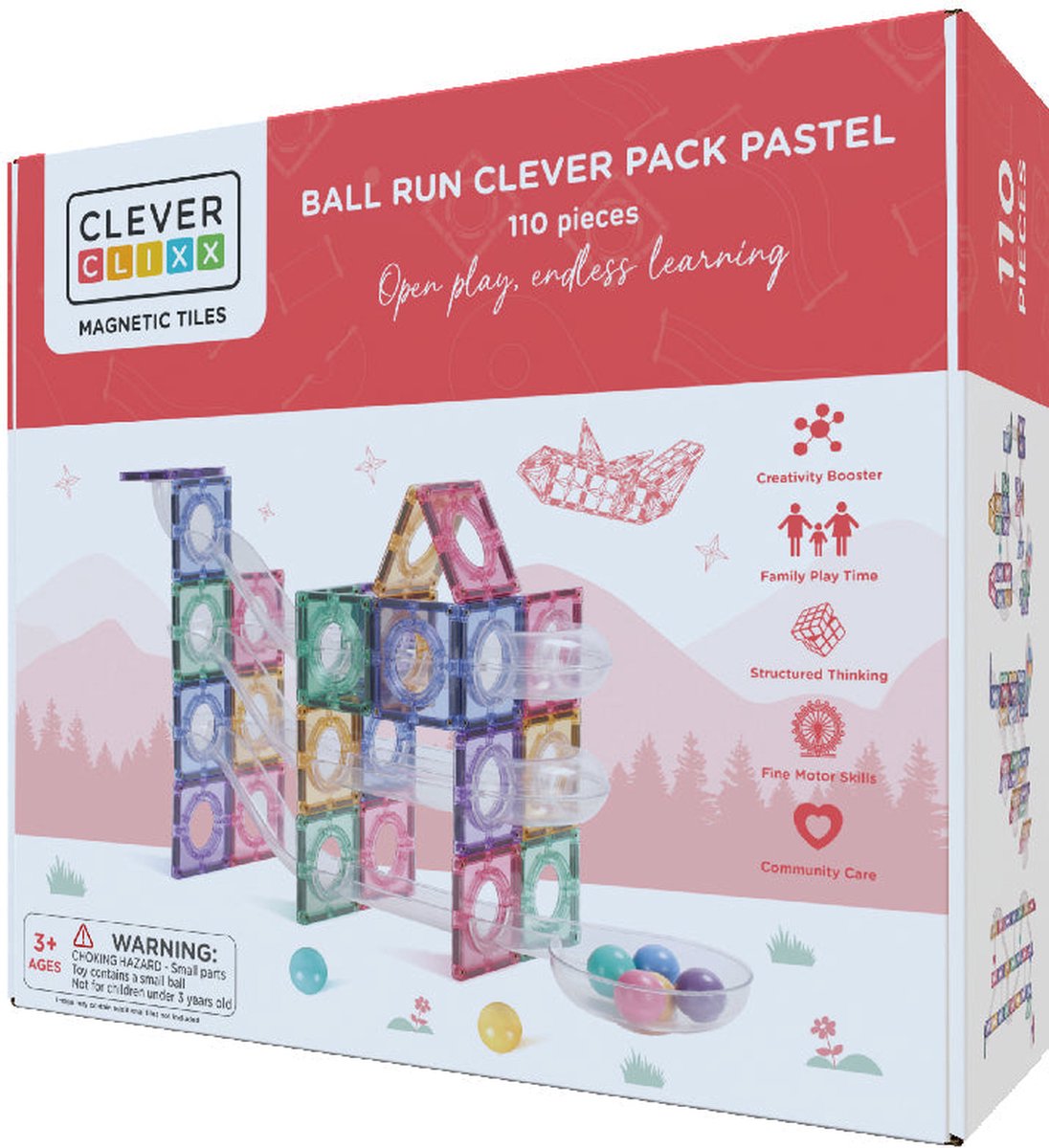 Cleverclixx Pack Pastel - Jeu magnétique 36 pièces 