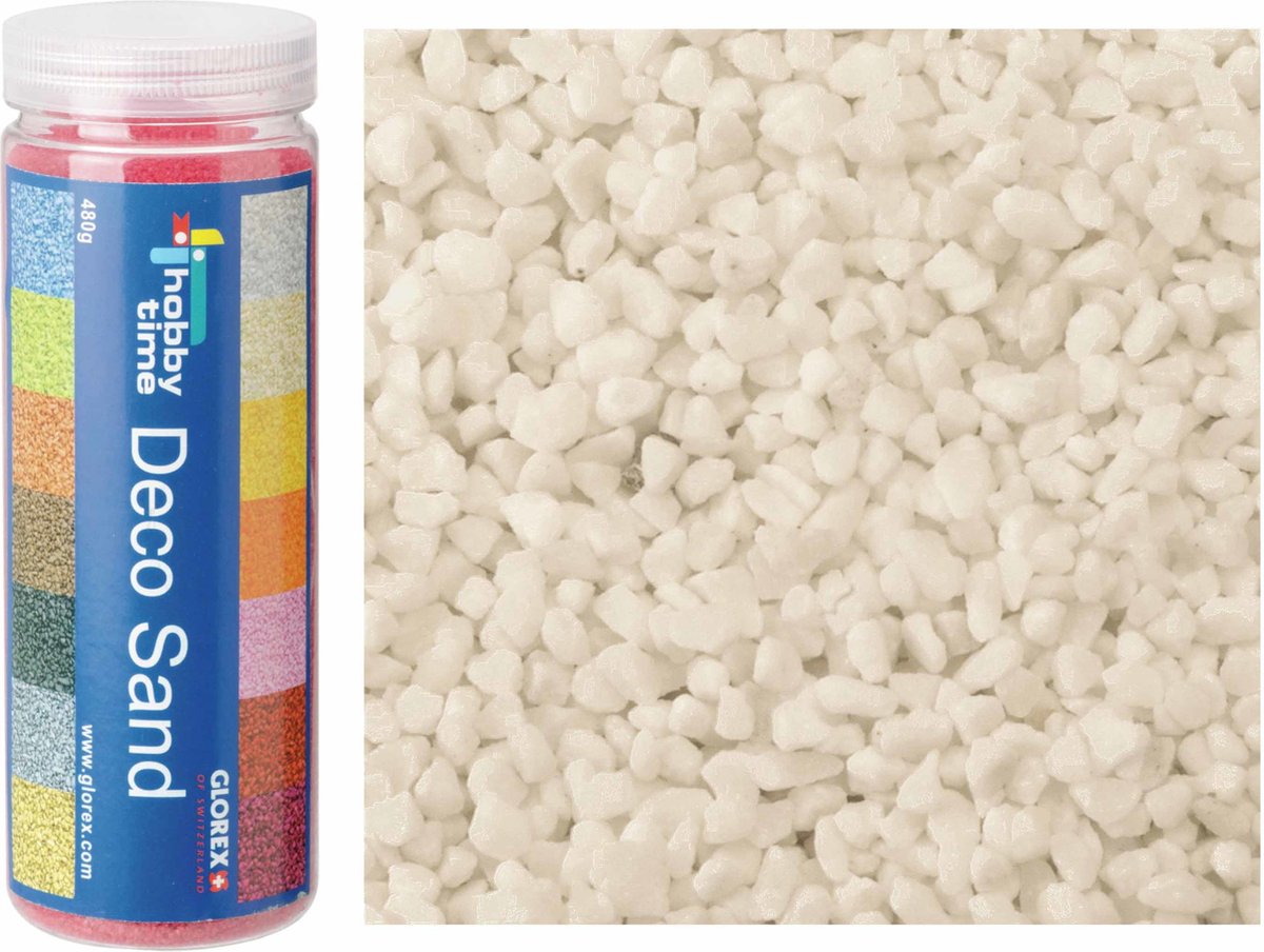 Glorex Hobby zandkorrels/kleine kiezelsteentjes - creme wit - 480 gram - vulmateriaal vazen/terrariums