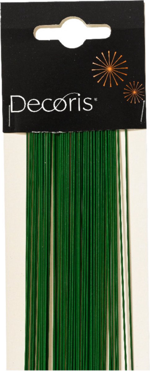 Decoris Binddraad/wikkeldraad - 64x st - groen - 400 mm x 0,8 mm - hobbydraad/bloemendraad
