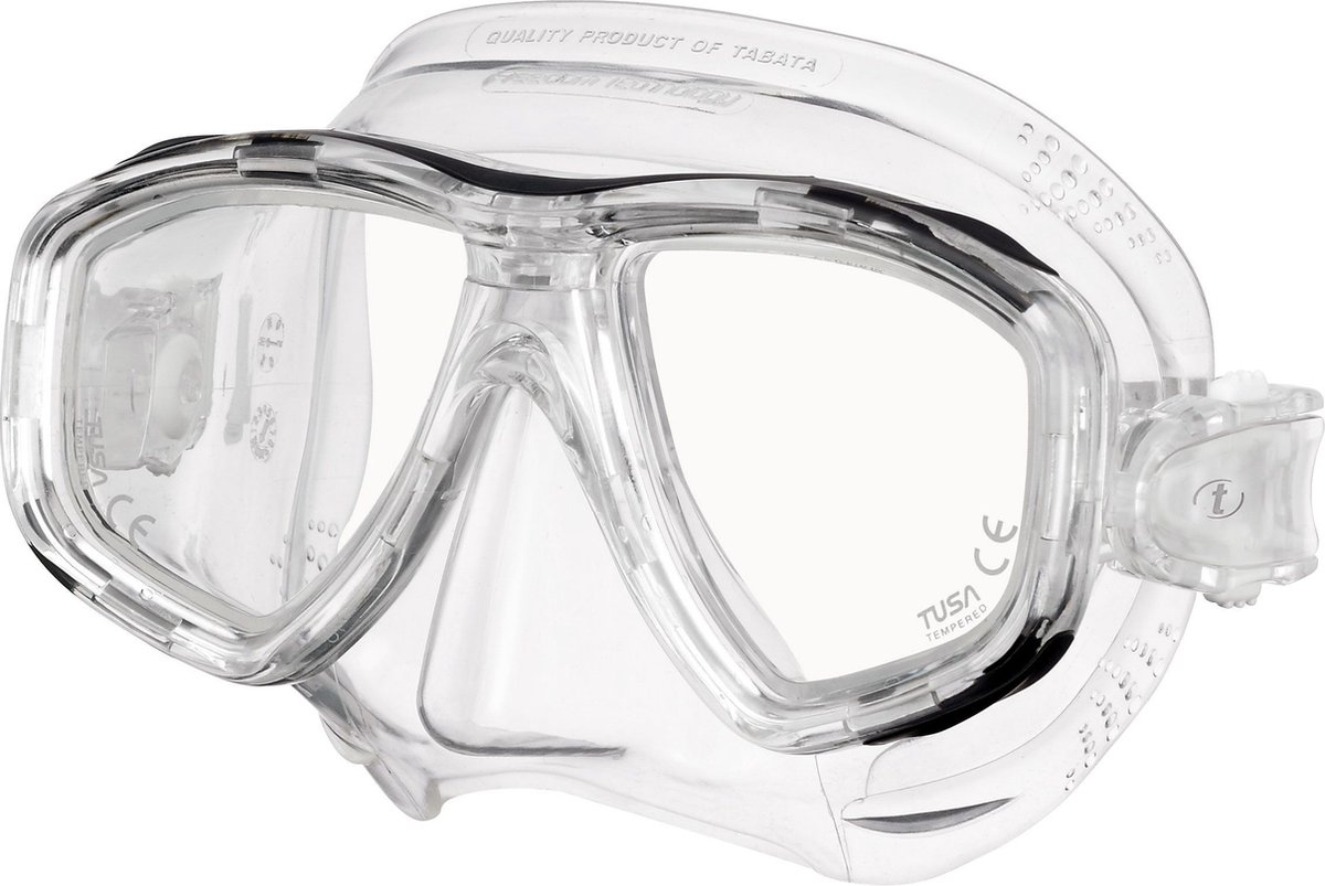 TUSA Freedom Ceos – Duikmasker met twee lenzen, comfortabele pasvorm dicht op het gezicht, Freedom Technology voor comfort en prestaties, hypoallergeen silicone – Transparant/Transparant – M-212 T