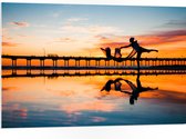 PVC Schuimplaat - Persoon - Water - Dansen - Brug - Lucht - 105x70 cm Foto op PVC Schuimplaat (Met Ophangsysteem)