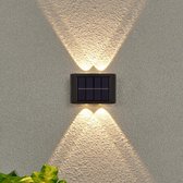 Solar Tuinverlichting VUBIO - Tuinverlichting op zonne-energie - Solar Wandlamp voor buiten - Boven en onder verlichting - Warm Wit licht - 2 stuks - 8CM