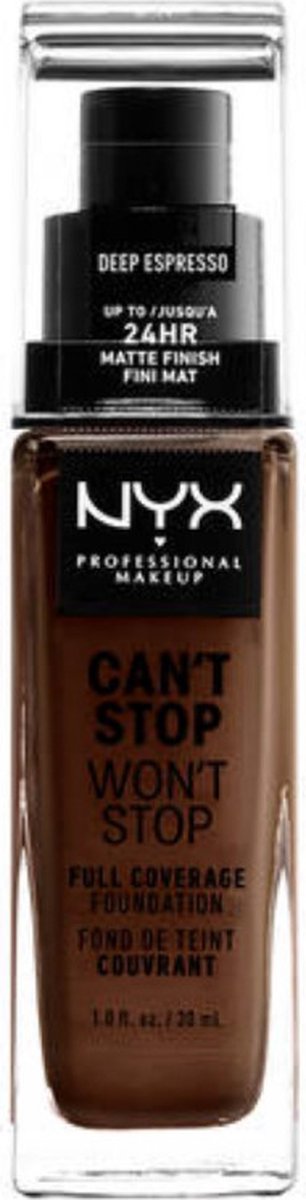 Goedkoopste Nyx Professional Makeup Can't Stop Won't Stop Foundation - Deep Espresso - Volledig Dekkende Foundation - Zeer Donker