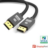 NÖRDIC DP-515 Gecertificeerde Displayport 2.1 kabel - VESA gecertificeerd - 40Gbps - 8K60Hz - DP40 UHBR10 - 1,5m - Zwart