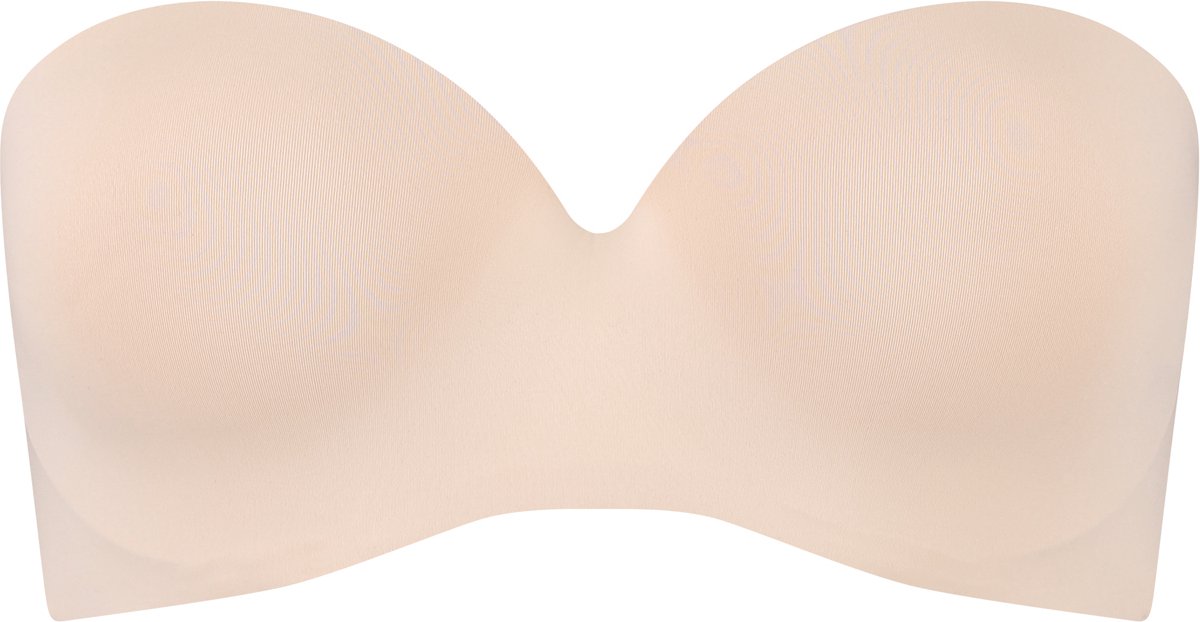 Bye Bra Strapless BH, voorgevormde cups met beugel en siliconen grip, milieuvriendelijke gerecyclede stof, stevige ondersteuning en converteerbaar model, beige en zwart (VK, Alpha, M, Regular, Regular, Standard, Beige)