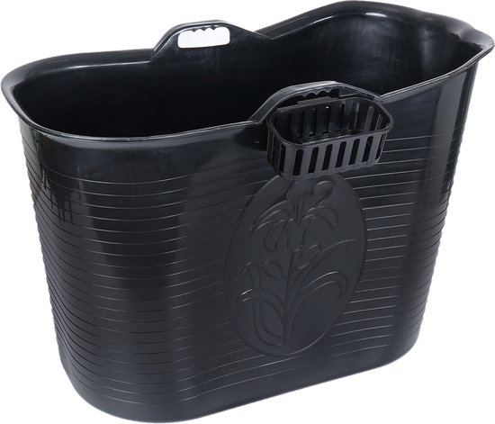 FlinQ Bath Bucket - Mobiele Badkuip voor in de Douche - Zitbad voor Volwassenen - Ook als Ijsbad / Ice Bath - Dompelbad voor Wim Hof Methode - Zwart - 185L