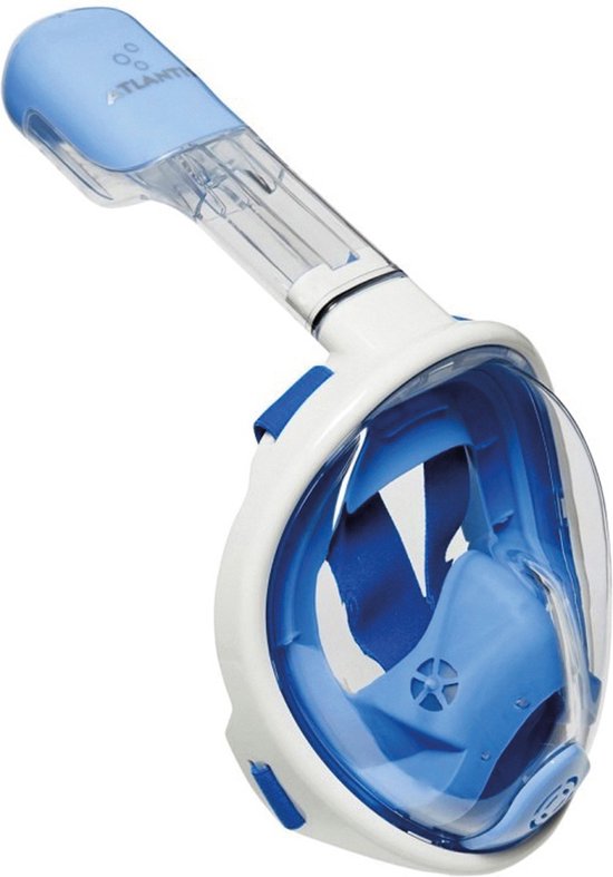 Atlantis Snorkelmasker - Duikbril - Snorkel - Snorkelset - Full Face Masker - Kinderen - Wit/Blauw - XS