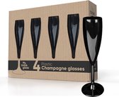 MyDrinkglass Champagneglazen Givet Zwart | Champagneglazen Plastic | 4 Stuks | Camping Glazen | Zero Waste | Herbruikbaar | Onbreekbaar Champagneglas | 190 ml |