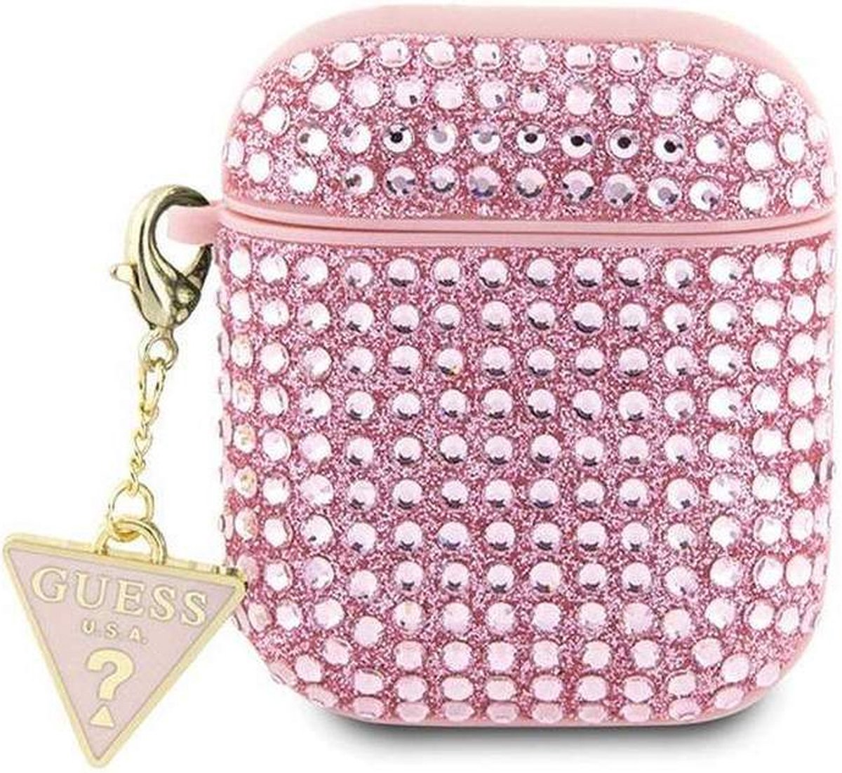 Guess Rhinestones Triangle Logo Airpods Case - Apple Airpods 1 & 2 - Roze