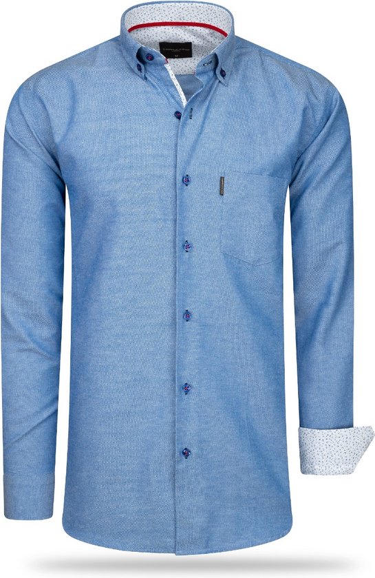 Cappuccino Italia - Heren Overhemden Regular Fit Overhemd Royal - Blauw - Maat L