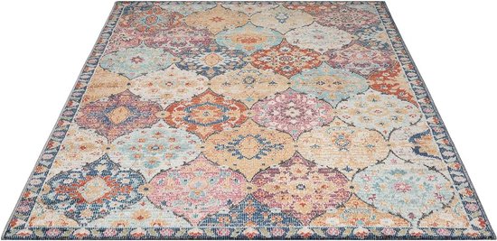 Tapis d'extérieur pour balcon terrasse ou jardin | Coloré Vintage 160x230 | Rectangulaire | tapis outdoor robuste | résistant aux intempéries et aux UV | Intérieur et extérieur - Le Tapis Palma