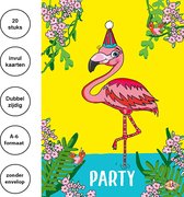 Puk Art© | Uitnodiging kinderfeestje | Uitnodigingskaarten | Uitnodiging verjaardag | Uitnodiging feest | Kinderfeestje | Flamingo | Invulkaarten | 20 stuks