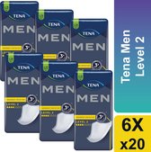 TENA Men Level 2 - Incontinence Men - Pack économique - 6 packs - 120 pièces - Serviettes Incontinence