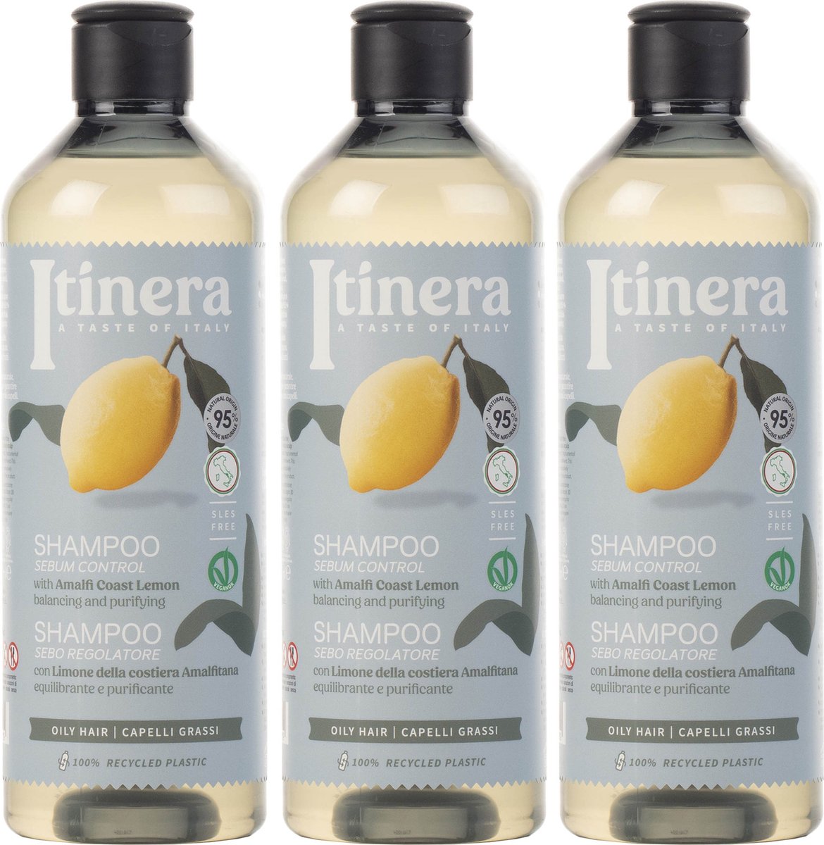 ITINERA - Shampoo voor vettig haar met citroen van de kust van Amalfi, 370 ml (3 stuks)