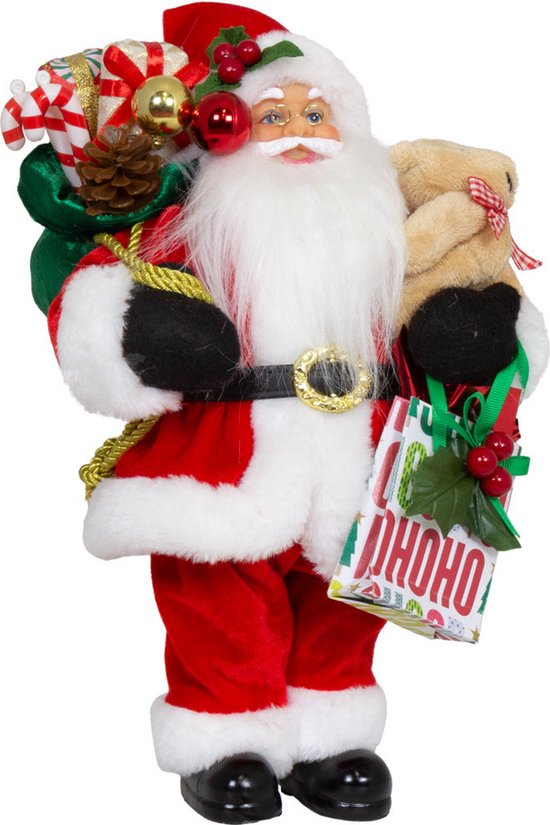 Uten Deluxe Vader Kerst Kerstman Staande Figuur Met Gift Tas En Lijsten 12 Inch Xmas Ornament Home Decoratie Kerst Figuur